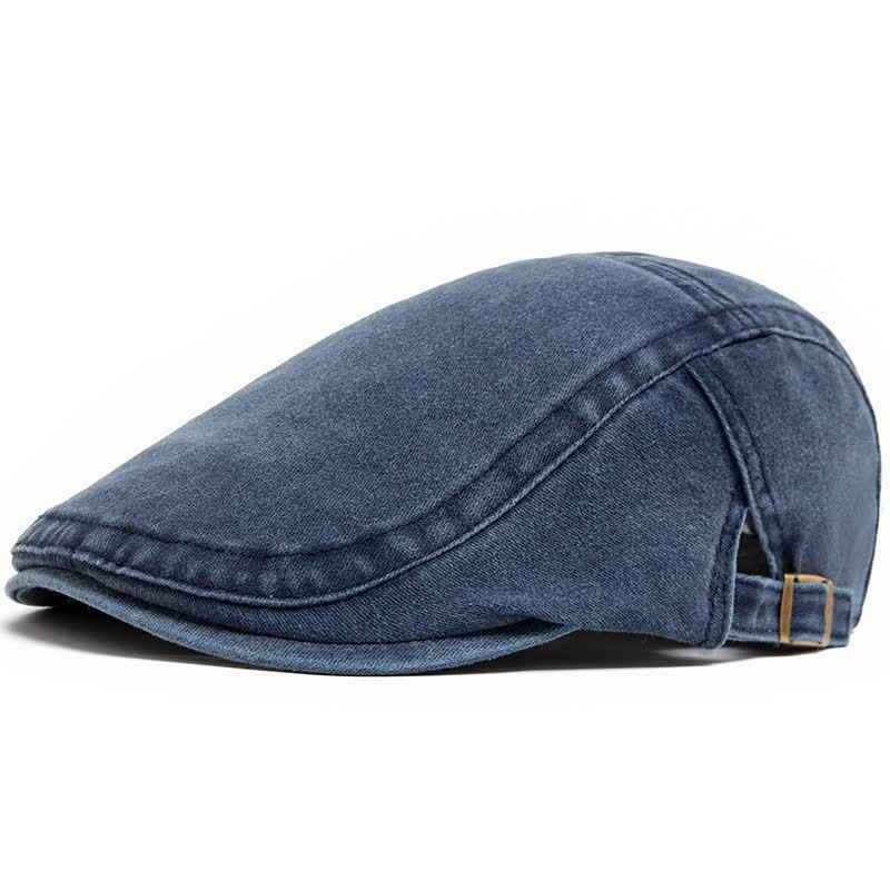 Retro Workwear-Inspired Washed Cotton Beret For Everyday