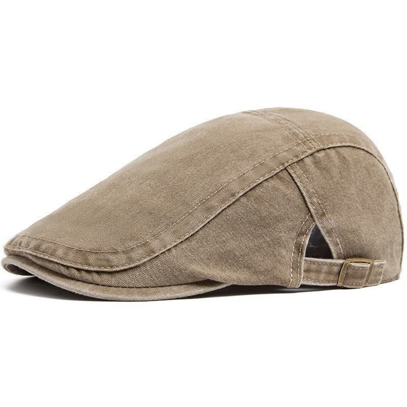 Retro Workwear-Inspired Washed Cotton Beret For Everyday