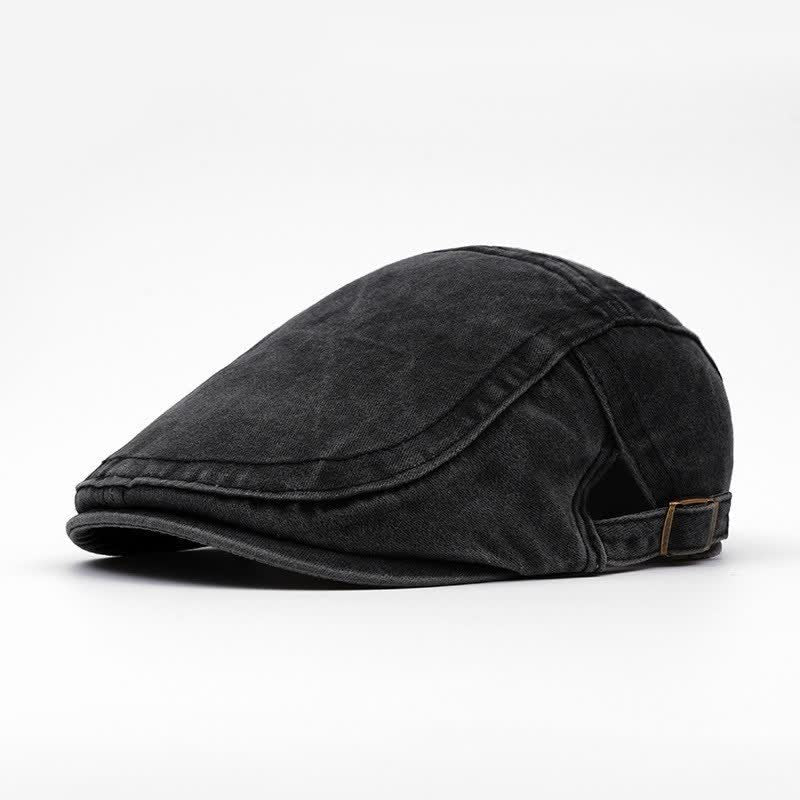 Retro Workwear-Inspired Washed Cotton Beret For Everyday