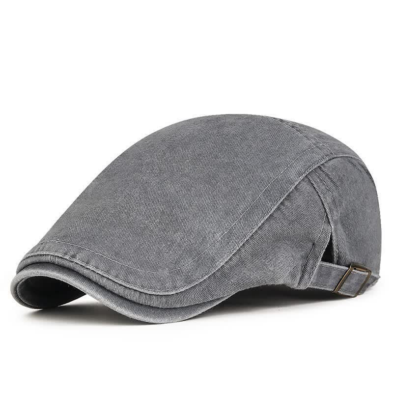 Retro Workwear-Inspired Washed Cotton Beret For Everyday
