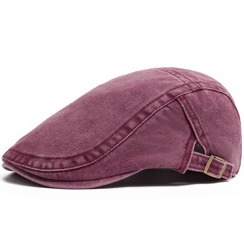 Retro Workwear-Inspired Washed Cotton Beret For Everyday