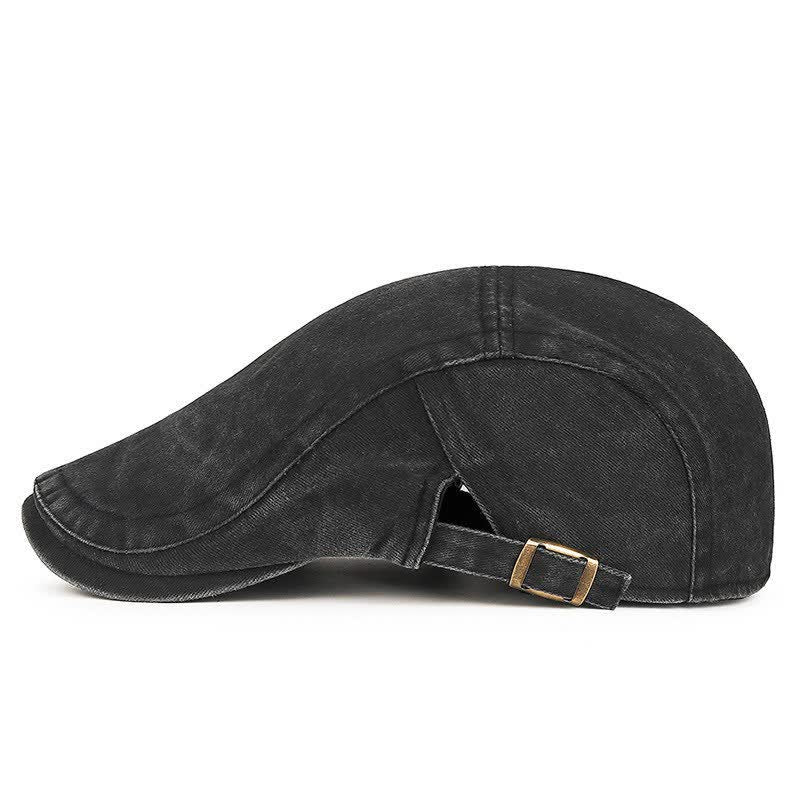 Retro Workwear-Inspired Washed Cotton Beret For Everyday