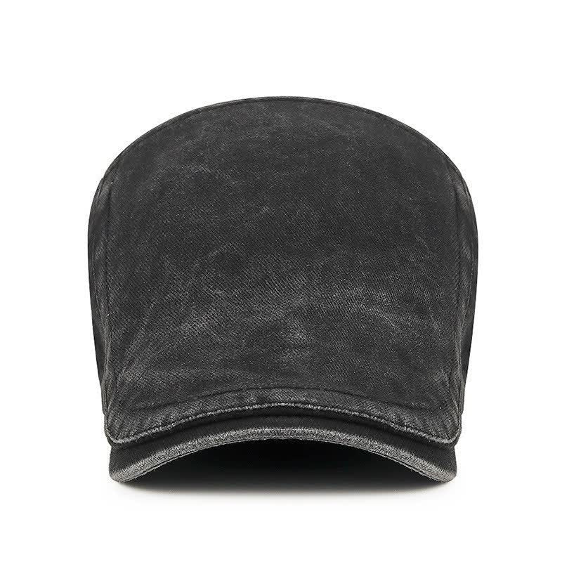 Retro Workwear-Inspired Washed Cotton Beret For Everyday