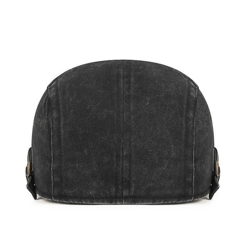 Retro Workwear-Inspired Washed Cotton Beret For Everyday