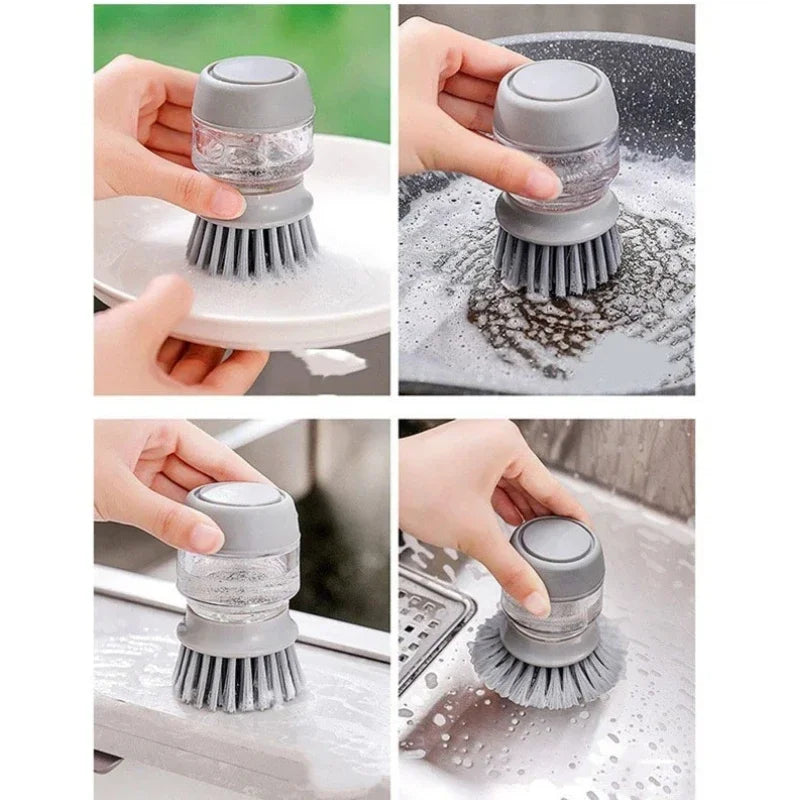 Press Type Automatic Soap Dispensing Dish Washing Brush Multifunctional Kitchen Pot Scrubber Portable Household Cleaning Brush