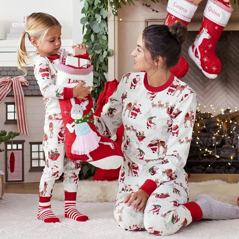 New Year's Costumes for Whole Family All Santa Print Christmas Pajamas Adults Kids Matching Outfits Cute Soft Pyjamas Xmas Gift