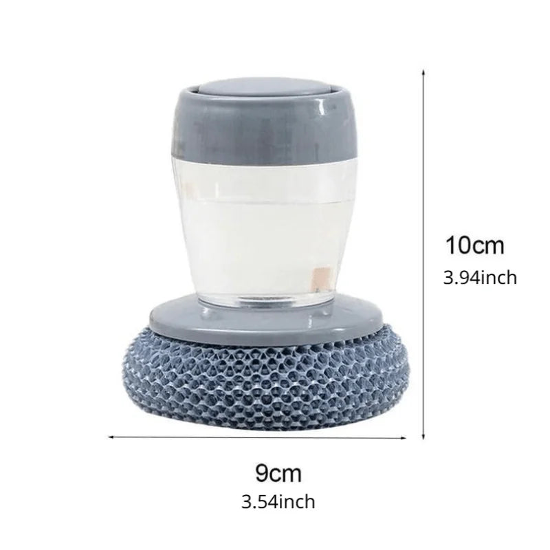 1pc Portable Kitchen Soap Dispensing Dishwashing Tool Brush, Multi-function Push-on Cleaning Brush, Easy Use Scrubber