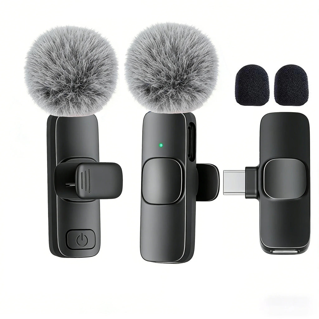 Type-C Port Professional Wireless Lavalier Microphone for Smartphones Plug Play
