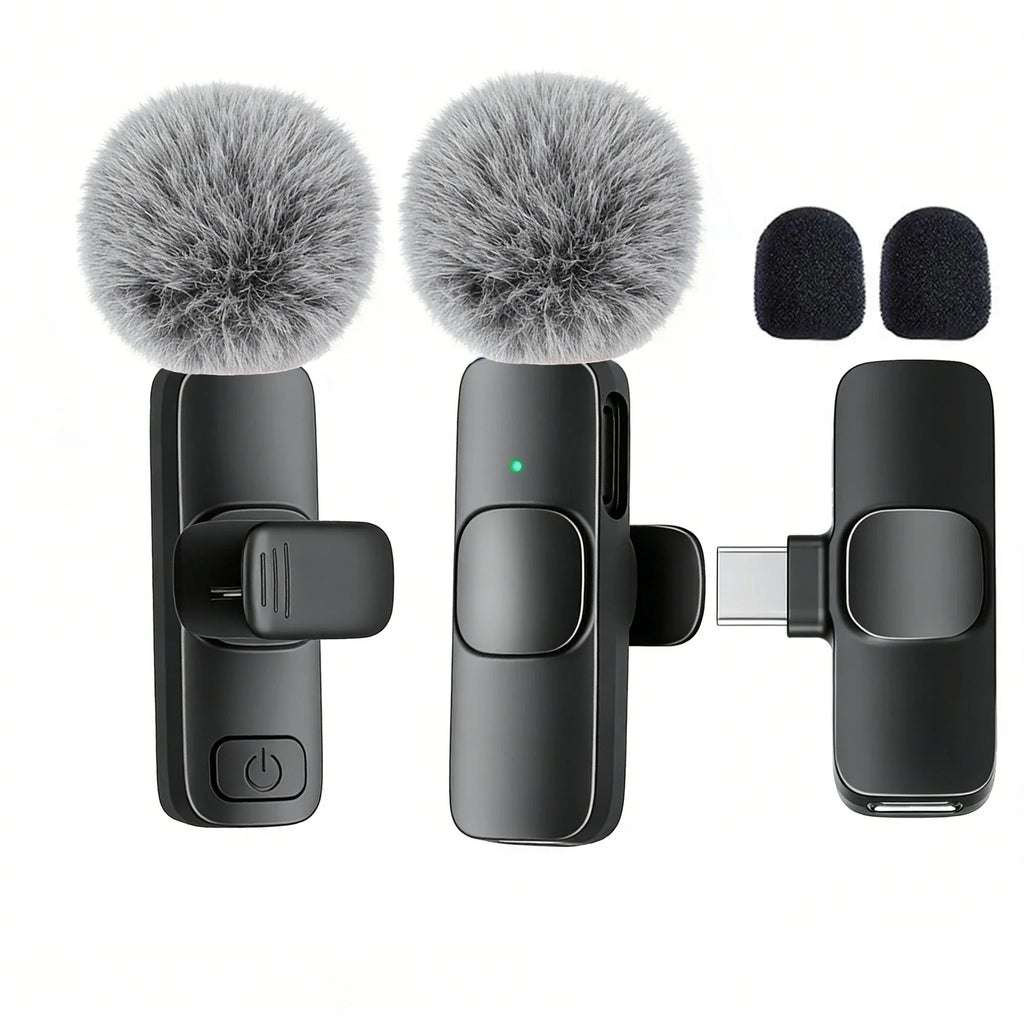 Type-C Port Professional Wireless Lavalier Microphone for Smartphones Plug Play